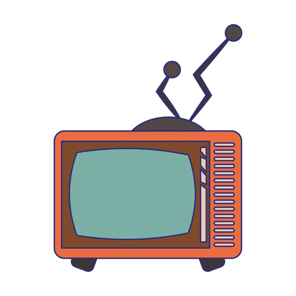 Old vintage television symbol blue lines — Stock Vector