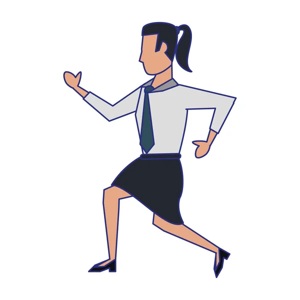 Mujer de negocios avatar personaje de dibujos animados líneas azules — Vector de stock