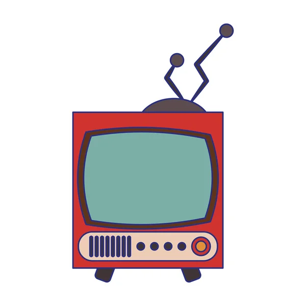 Oude vintage televisie symbool blauwe lijnen — Stockvector