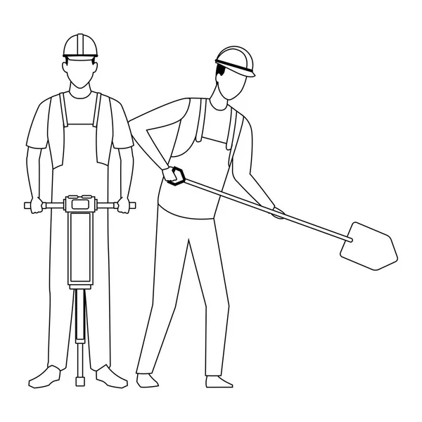 Siyah ve beyaz inşaat takım çalışması avatar — Stok Vektör