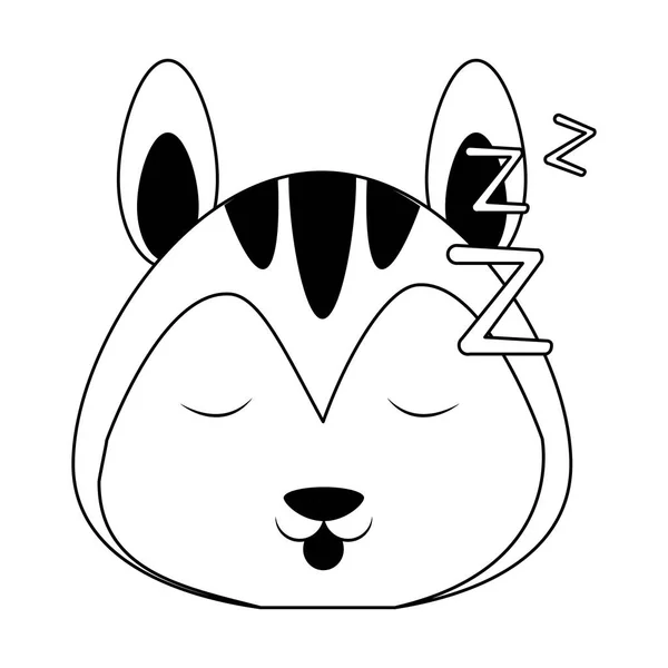 Mignon écureuil animal dessin animé en noir et blanc — Image vectorielle