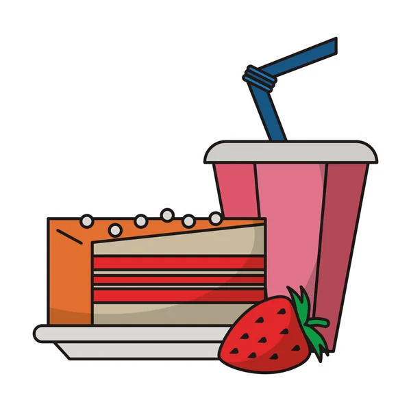 Gâteaux et boissons desserts — Image vectorielle