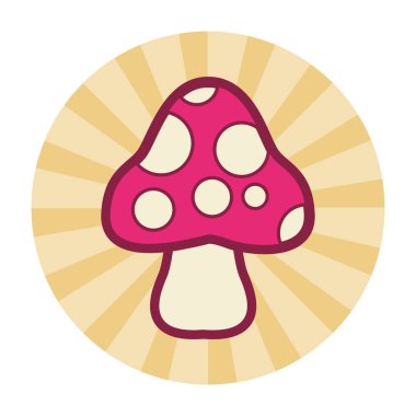 Mantar karikatür izole yuvarlak simgesi