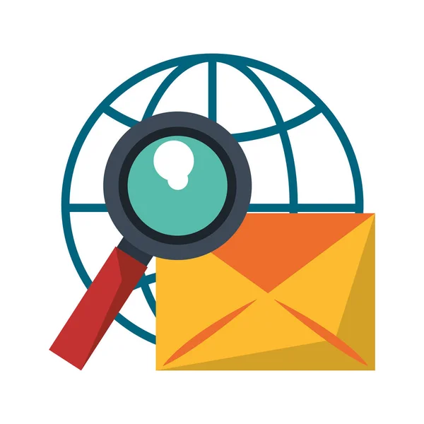 Email et loupe sphère globale — Image vectorielle