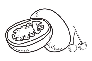 Taze meyve beslenme sağlıklı siyah beyaz el çizilmiş