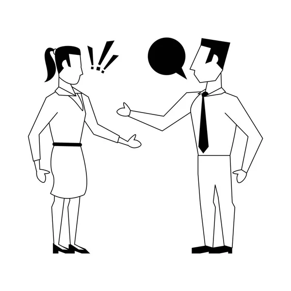 Gens d'affaires avatars personnages de dessins animés en noir et blanc — Image vectorielle