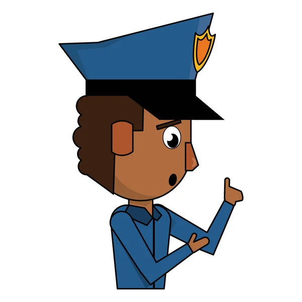 Policía perfil de dibujos animados colorido — Vector de stock