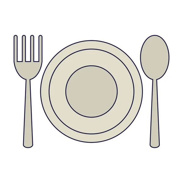 Restoran hidangan dan simbol sendok garpu - Stok Vektor
