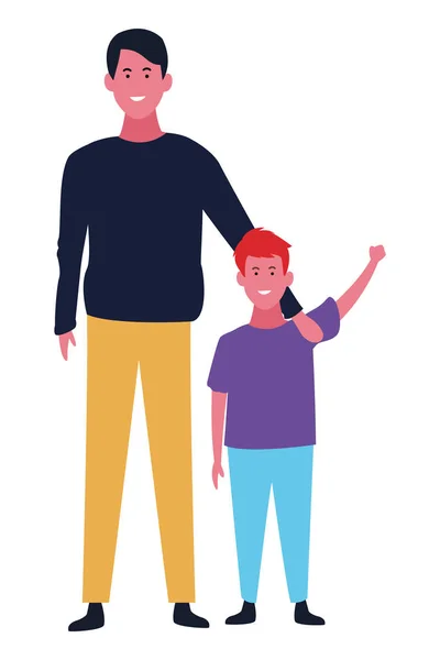 Père célibataire et fils dessin animé — Image vectorielle