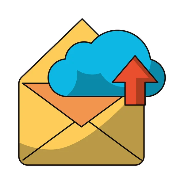 Símbolos de computación en nube y correo electrónico — Vector de stock