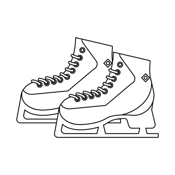 Patinação no gelo esporte equiment preto e branco — Vetor de Stock