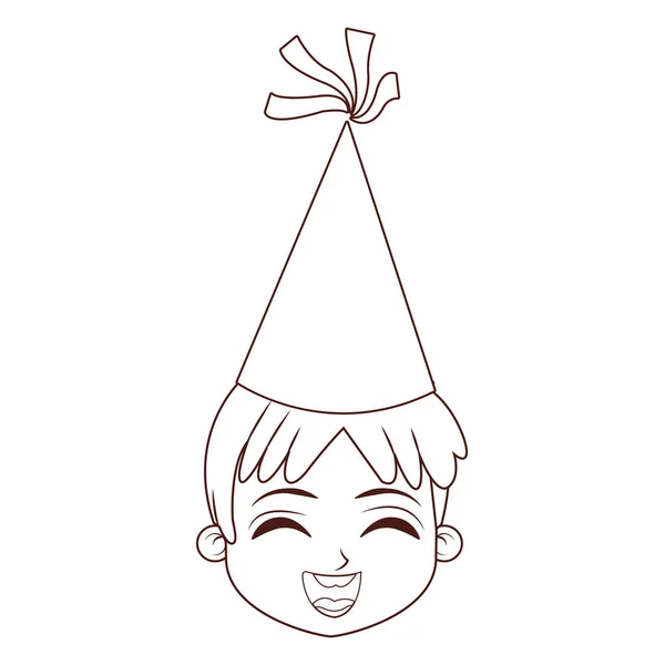 Niño con sombrero de cumpleaños — Vector de stock