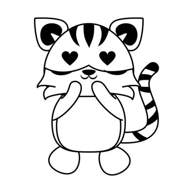 Siyah beyaz sevimli kaplan hayvan karikatür