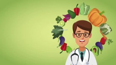 Doktor ve sağlıklı gıda Hd animasyon