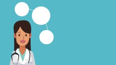 Kadın doktor ve sağlıklı gıda Hd animasyon