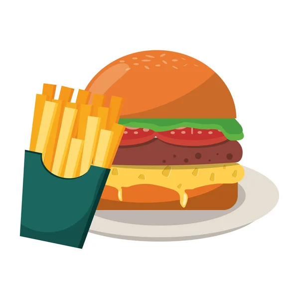 Comida rápida deliciosa comida — Vector de stock