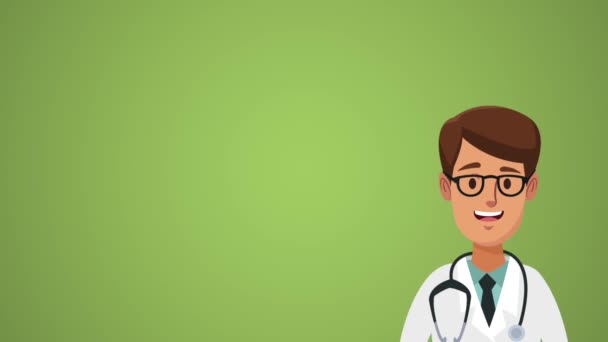 Médico e ambulância de animação HD — Vídeo de Stock