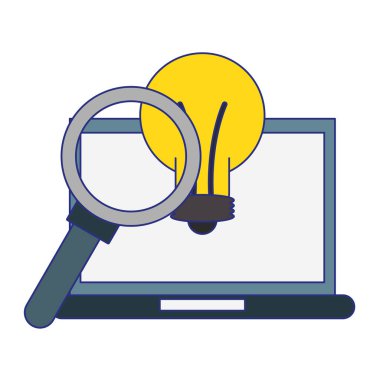 İş ve ofis teknolojisi mavi çizgileri simgeler