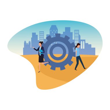 İş arkadaşları ekip çalışması çizgi film