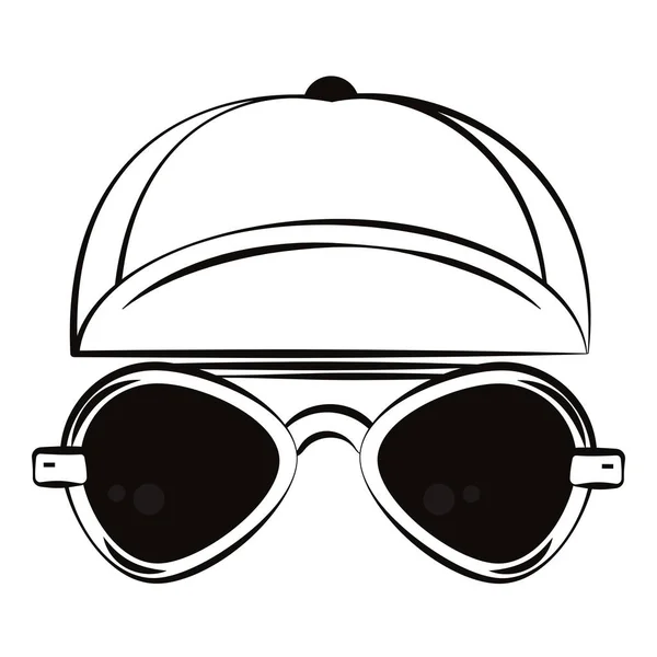 Mode cool hoed en zonnebril — Stockvector