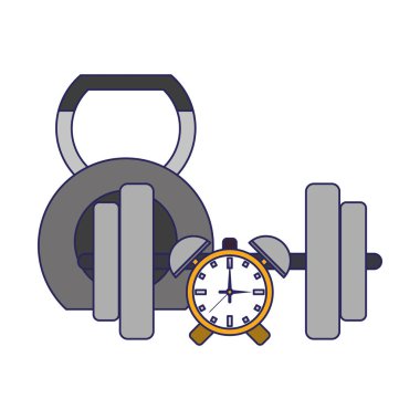 Fitness ve spor salonu ekipman mavi çizgiler