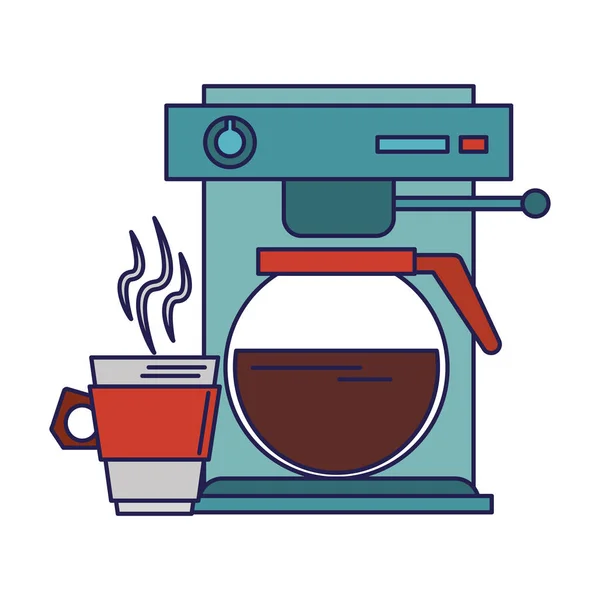 Macchina per caffè espresso con linee blu caffettiera — Vettoriale Stock