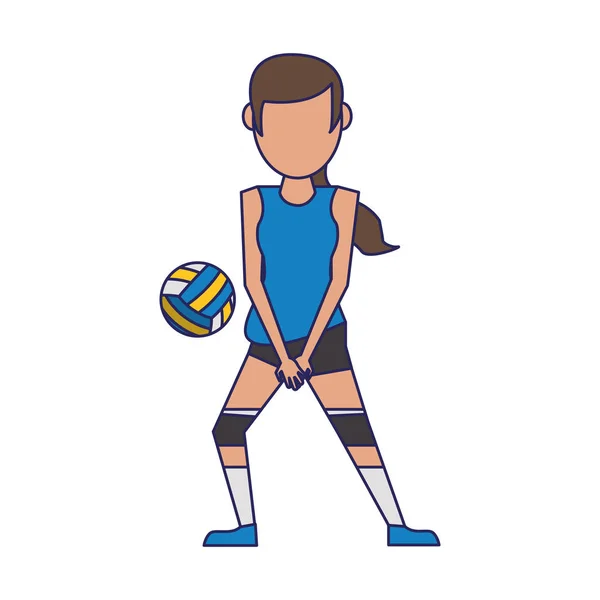 Voleyball játékos labdát avatar kék vonalak — Stock Vector