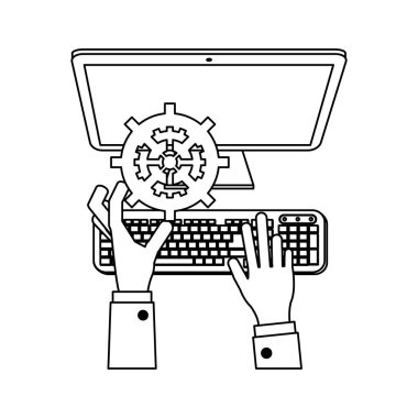 İş ve teknoloji siyah ve beyaz