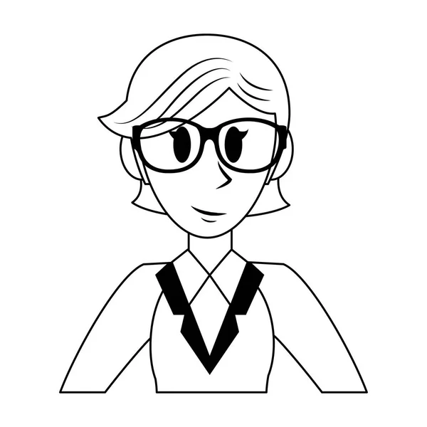Executive businesswoman character cartoon in black and white — Stock Vector