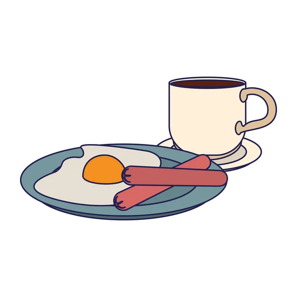 Comida americana desayuno líneas azules — Vector de stock