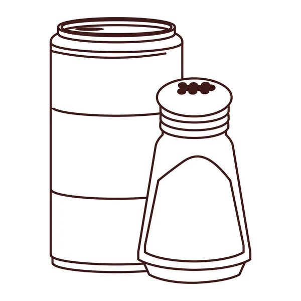 Soda can and salt shaker — Stock Vector