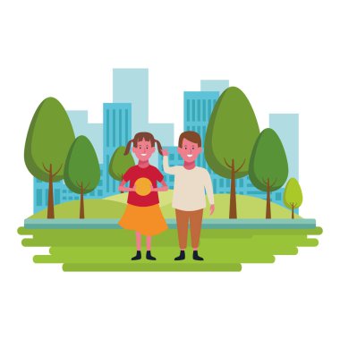 İki çocuk çizgi film gülümseyen