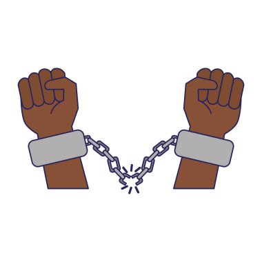Black hands with chains cartoon clipart