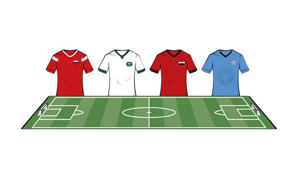 Equipas de futebol camisetas — Vetor de Stock