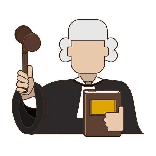 Judge with gavel avatar — Stock Vector