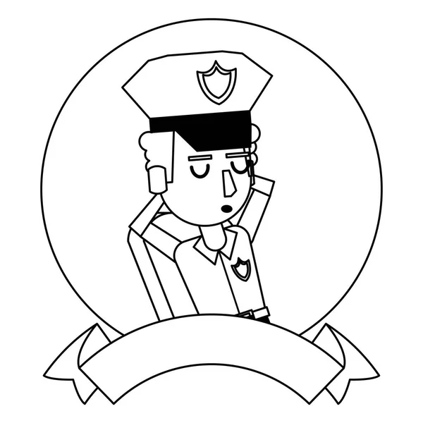 Поліція і порожній банер стрічки в чорно-білому — стоковий вектор