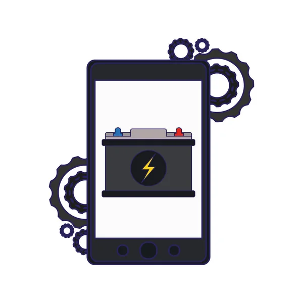 स्मार्टफ़ोन कार बैटरी चार्ज और तार — स्टॉक वेक्टर