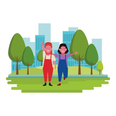 İki çocuk çizgi film gülümseyen