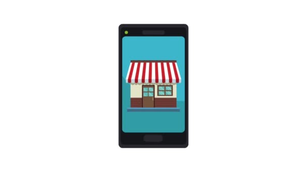 Shopping en ligne à partir d'un smartphone animation HD — Video
