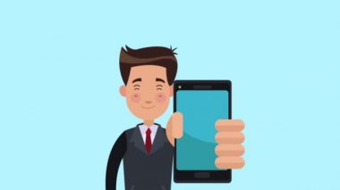İşadamı akıllı telefon Hd animasyon gösteren