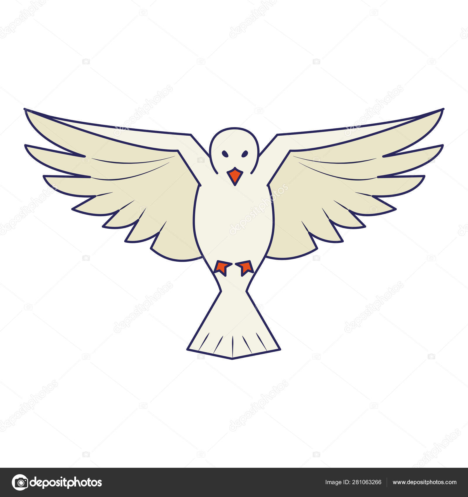Dessin Anime De Vol D Oiseau De Colombe Image Vectorielle Jemastock C 281063266