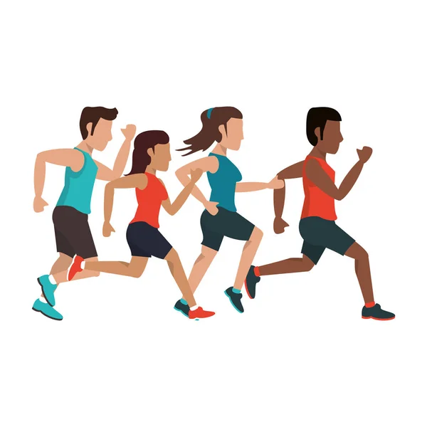 Fitness gente corriendo — Vector de stock
