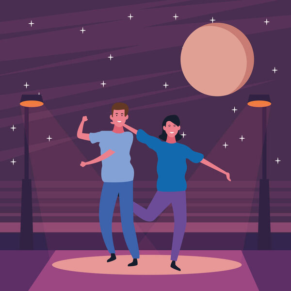 Couple having fun and dancing