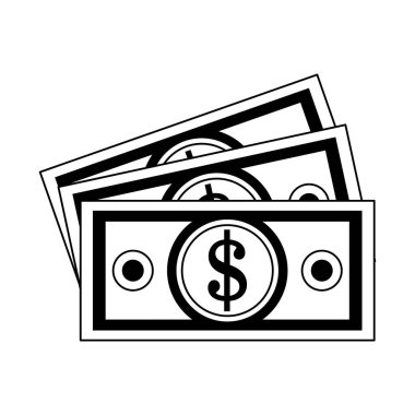 Nakit para karikatür siyah ve beyaz izole