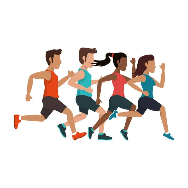 Fitness gente corriendo — Vector de stock