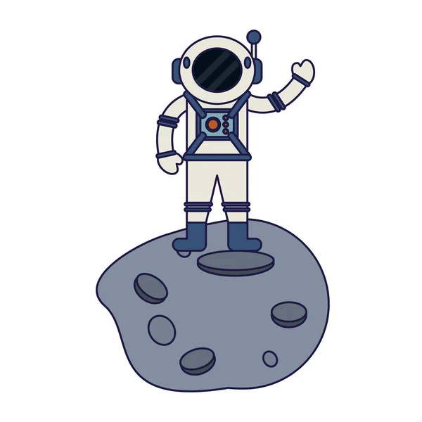 Astronauta em desenhos animados de asteróides — Vetor de Stock