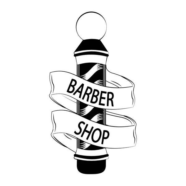 Barbershop teken met lint banner in zwart-wit — Stockvector