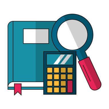 kitap büyüteç ve hesap makinesi