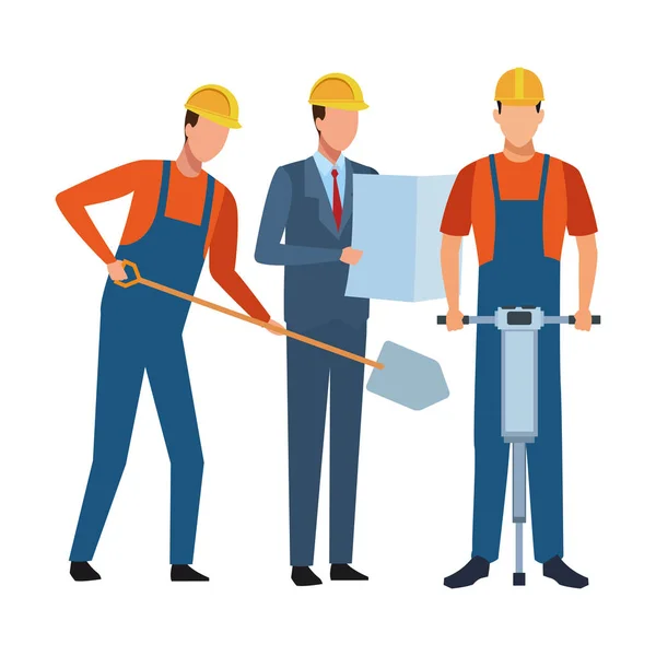 Werknemers hulpmiddelen van de werknemers van de bouw — Stockvector