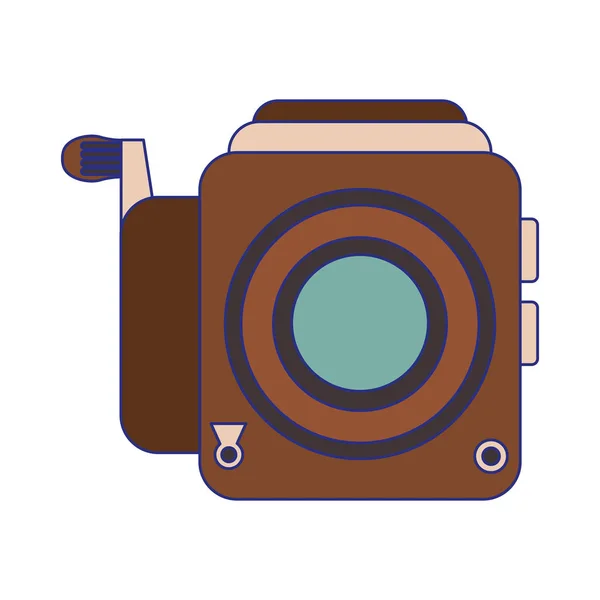 Vintage photographic camera symbol blue lines — Stock Vector